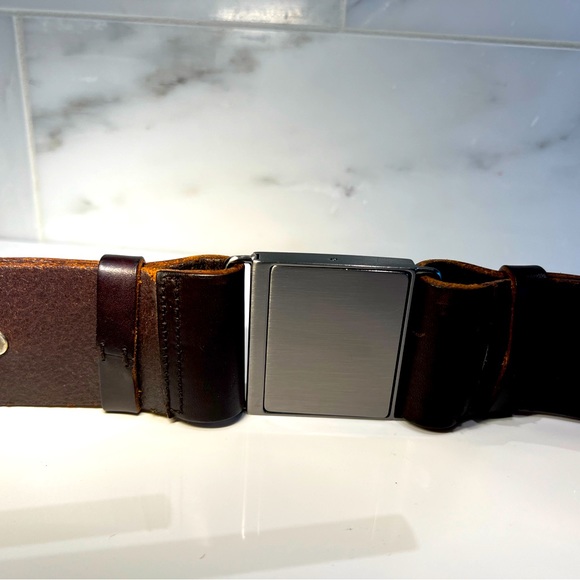 MIU MIU genuine leather belt with metal buckle - deep brown. Designer belt - Picture 7 of 10
